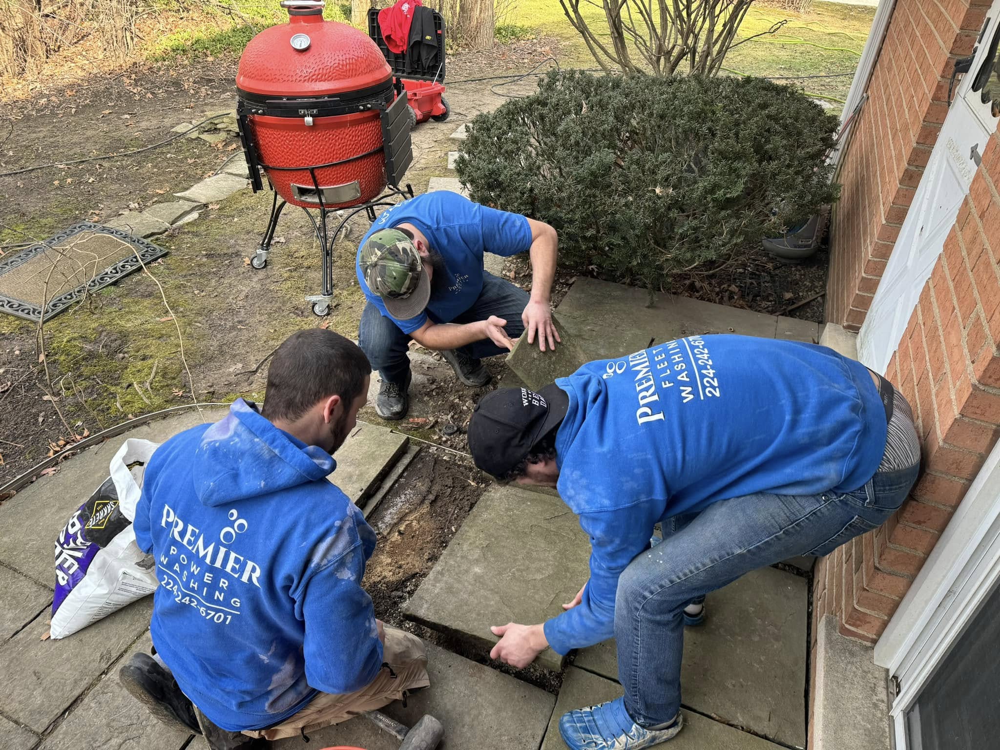 Steve working on paver re-leveling